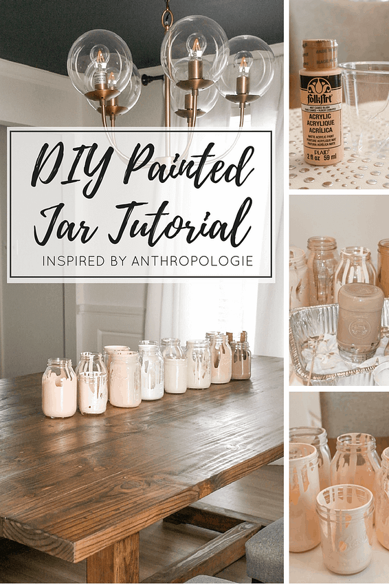 DIY Painted Jars | See how to recreate this Anthropologie inspired DIY with this simple tutorial | Valentine's Day Decor | Centerpiece Ideas