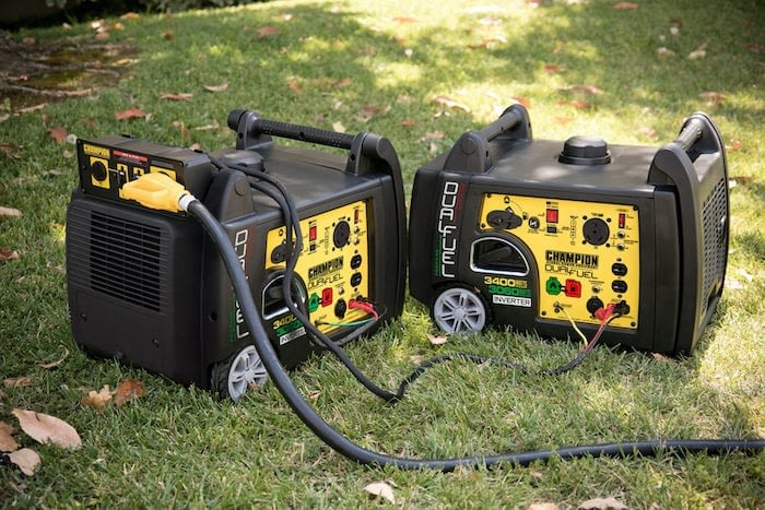 champion dual 3400 watt generators with a parallel kit