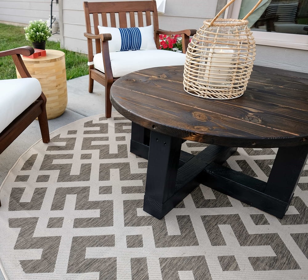 Outdoor Patio with Rustic Coffee Table
