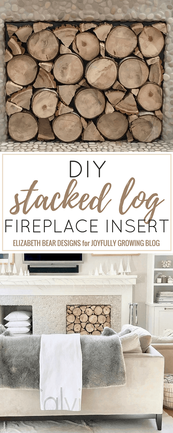 DIY stacked log fireplace insert