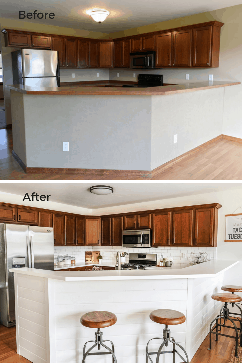 budget kitchen remodel before and after