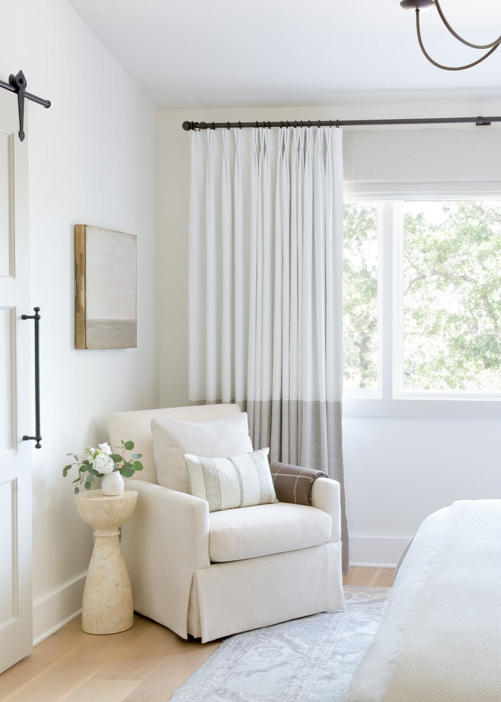 white curtains in a bedroom