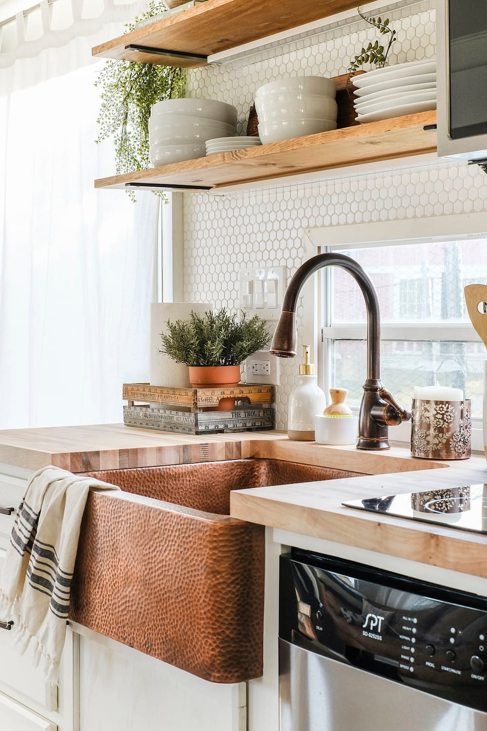 copper accents in a kitchen