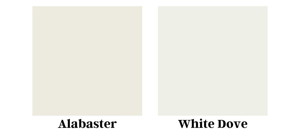 White Paint Color Guide 2022 Dove Vs Swiss Coffee Alabaster - What Is The Most Popular Shade Of White Paint
