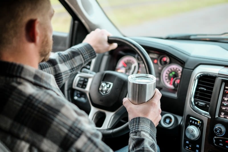 bring your own travel mug on a road trip