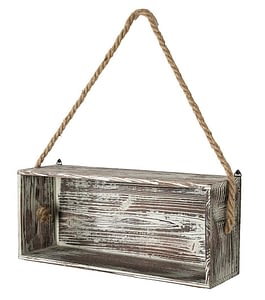 wood shelf box with hanging rope